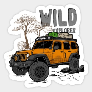 Wild Explorer Jeep - Adventure Orange Jeep Wild Explore for Outdoor enthusiasts Sticker